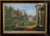 WALKER Anthony A View Of The Moon Pond And The Temple Of Piety At Studley WALKER Anthony A View Of The Moon Pond And The Temple Of Piety At Studley