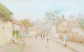 WALKER Robert Hollands Village Scene With Donkey Cart And Village Scene WALKER Robert Hollands Village Scene With Donkey Cart And Village Scene
