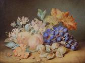 WALLER Lucy A Still Life Of Fruit And Leaves WALLER Lucy A Still Life Of Fruit And Leaves