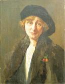 WALTENSPERGER Charles E. A Portrait Of A Lady In A Black Hat,1920 WALTENSPERGER Charles E. A Portrait Of A Lady In A Black Hat,1920