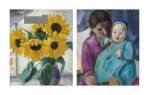 WALTER Martha Young Woman Holding A Child And Still Life With Sunflowers: A Double-sided Work WALTER Martha Young Woman Holding A Child And Still Life With Sunflowers: A Double-sided Work