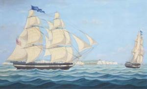 Miles Walters - The Homeward-bound Brig Commerce, Under Full Sail, Depicted In Two Positions Off Dover