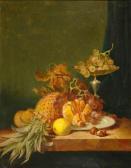 WARWICK R.W. Still Life With Pineapple, Grapes, Pear, Lemon And Chestnuts WARWICK R.W. Still Life With Pineapple, Grapes, Pear, Lemon And Chestnuts