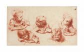 WATTEAU Jean Antoine Five Studies Of Children WATTEAU Jean Antoine Five Studies Of Children