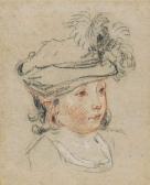 WATTEAU Jean Antoine Head Of A Child In A Feathered Hat, Looking To The Right WATTEAU Jean Antoine Head Of A Child In A Feathered Hat, Looking To The Right