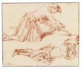 WATTEAU Jean Antoine Study Of Two Soldiers WATTEAU Jean Antoine Study Of Two Soldiers