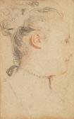 WATTEAU Jean Antoine Tête De Femme De Profil WATTEAU Jean Antoine Tête De Femme De Profil