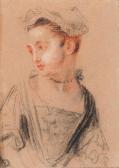 WATTEAU Jean Antoine Une Jeune Femme Portant Une Coiffe WATTEAU Jean Antoine Une Jeune Femme Portant Une Coiffe