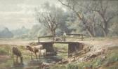WEBER Carl Pictorial Scene Of Two Farmers Resting On A Bridge WEBER Carl Pictorial Scene Of Two Farmers Resting On A Bridge