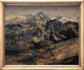 WEBER-TYROL Hans Josef Weite Alpenlandschaft, Im Hintergrund Die Noch Schneebedeckten Bergipfel Unter Wolkenverhangenem Himmel WEBER-TYROL Hans Josef Weite Alpenlandschaft, Im Hintergrund Die Noch Schneebedeckten Bergipfel Unter Wolkenverhangenem Himmel