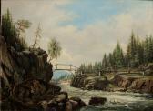 WEDEL-ANKER Herman Landskap Med Figurer Vid Bro Över Fors WEDEL-ANKER Herman Landskap Med Figurer Vid Bro Över Fors