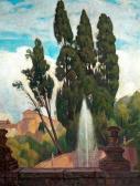 WEGENER Einar, Lili Elbe A Town With Fountain. Signed Einar Wegener WEGENER Einar, Lili Elbe A Town With Fountain. Signed Einar Wegener