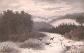 WEIDNER H. Winterlandschaft Mit Rehen In Der Dämmerung WEIDNER H. Winterlandschaft Mit Rehen In Der Dämmerung