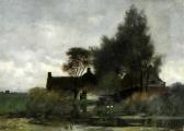 WEILAND Johannes Waterside Farmhouse With Farmer WEILAND Johannes Waterside Farmhouse With Farmer