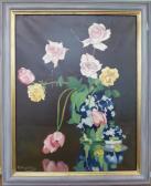 WEIR Helen Stuart A Still Life Of Roses In An Oriental Blue And White Vase WEIR Helen Stuart A Still Life Of Roses In An Oriental Blue And White Vase