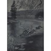WEIR J.W. Deer In Water WEIR J.W. Deer In Water