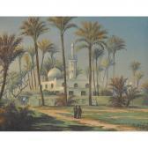 WEISS Rudolf Johann Landschaft Mit Moschee Und Staffage. WEISS Rudolf Johann Landschaft Mit Moschee Und Staffage.