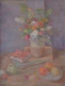 WEISSBERG Léon Nature Morte Aux Fleurs, Livres Et Fruits WEISSBERG Léon Nature Morte Aux Fleurs, Livres Et Fruits