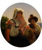 WELLER Theodor Leopold Italienische Mutter Mit Kleinkind Und Knaben In Landschaft WELLER Theodor Leopold Italienische Mutter Mit Kleinkind Und Knaben In Landschaft