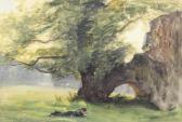 WELLS Edward Francis Young Man Lying Beside Trees WELLS Edward Francis Young Man Lying Beside Trees