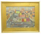 WERNER Charles George Wpa Style New York Cityscene WERNER Charles George Wpa Style New York Cityscene