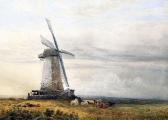 WHAITE James Cattle Beside A Windmill WHAITE James Cattle Beside A Windmill