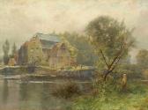 WHAITE James River Scene With House & Figures WHAITE James River Scene With House & Figures