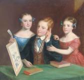 WHALE Robert Reginald Portrait Of A Brother And Two Sisters Admiring WHALE Robert Reginald Portrait Of A Brother And Two Sisters Admiring