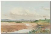 WHISSTOCK Fred Whisstock, Bay Scene Withboats And Mountains Beyond, Watercolour, Signed, Dated 1903, 18cmsx 26cms WHISSTOCK Fred Whisstock, Bay Scene Withboats And Mountains Beyond, Watercolour, Signed, Dated 1903, 18cmsx 26cms