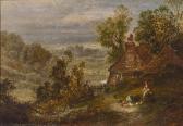 WHITTLE Thomas II Figures Tending Chickens In A Pastoral Landscape WHITTLE Thomas II Figures Tending Chickens In A Pastoral Landscape