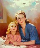 WILBUR Lawrence Nelson Young Girl Praying With Her Mother WILBUR Lawrence Nelson Young Girl Praying With Her Mother