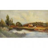 WILLATT Norman Fowler A Lake And Haymaking Scene WILLATT Norman Fowler A Lake And Haymaking Scene