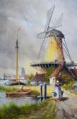 WILLATT Norris Fowler Figures By A Windmill WILLATT Norris Fowler Figures By A Windmill