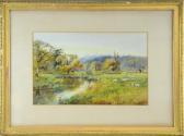 WILLETT Arthur Reginald Landscape Scene With Sheep And River WILLETT Arthur Reginald Landscape Scene With Sheep And River