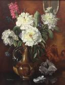 WILLIAMS Albert Peonies And Stocks In A Pottery Vase WILLIAMS Albert Peonies And Stocks In A Pottery Vase