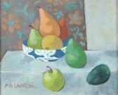 WINTER JR MILO KENDALL Still Life Of Fruit In Blue And White Bowl WINTER JR MILO KENDALL Still Life Of Fruit In Blue And White Bowl