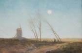WINTER William Tatton A Moonlit Landscape With A Windmill; A Moorland Track WINTER William Tatton A Moonlit Landscape With A Windmill; A Moorland Track