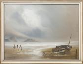 WINTRIP Paul J. Razor-clam Fishing By Lantern Light, With Beached Boats WINTRIP Paul J. Razor-clam Fishing By Lantern Light, With Beached Boats