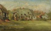 WOLF E.F. Thatched Cottages On A Village Green WOLF E.F. Thatched Cottages On A Village Green