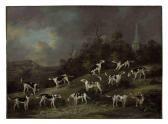 WOLSTENHOLME Dean I Hounds Of Colonel Hylton Joliffe Of Merstham House, Surrey With Merstham Church And Mill Beyond WOLSTENHOLME Dean I Hounds Of Colonel Hylton Joliffe Of Merstham House, Surrey With Merstham Church And Mill Beyond