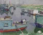 WOLTER Hendrik Jan Houseboats Along A Quay WOLTER Hendrik Jan Houseboats Along A Quay