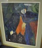 WOOD Barbara A. Portrait Study Of A Figure Wearing A Blue Scarf WOOD Barbara A. Portrait Study Of A Figure Wearing A Blue Scarf