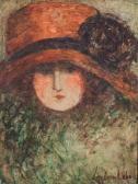 WOOD Barbara A. Woman In A Red Hat WOOD Barbara A. Woman In A Red Hat