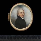 WOOD William II A Gentleman, Wearing Single Breasted Dark Moss Green Coat With Black Velvet Collar, And Tied White Stock, His Hair Powdered. WOOD William II A Gentleman, Wearing Single Breasted Dark Moss Green Coat With Black Velvet Collar, And Tied White Stock, His Hair Powdered.