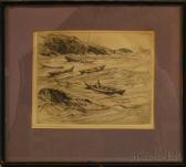 WOODBURY Charles Herbert Dories In A Rough Sea WOODBURY Charles Herbert Dories In A Rough Sea