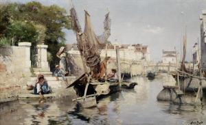 Henry Woods - A Venetian Canal Scene