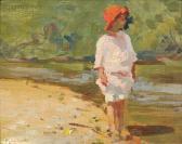WOODWARD Mabel May Young Child At The Water's Edge WOODWARD Mabel May Young Child At The Water's Edge