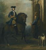 WOOTTON John Portrait Of A Gentleman On Horseback, Probably James Douglas-hamilton, 5th Duke Of Hamilton And 2nd Duke Of Brandon (1703-1743), Mounted On A Bay Hunter, With His Groom Holding Another Horse By A Classical Arch, And A Greyhound WOOTTON John Portrait Of A Gentleman On Horseback, Probably James Douglas-hamilton, 5th Duke Of Hamilton And 2nd Duke Of Brandon (1703-1743), Mounted On A Bay Hunter, With His Groom Holding Another Horse By A Classical Arch, And A Greyhound