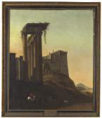 WYCK Thomas Riders By Italianate Ruins With A Seaport Beyond WYCK Thomas Riders By Italianate Ruins With A Seaport Beyond