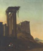 WYCK Thomas Riders By Italianate Ruins With A Seaport Beyond WYCK Thomas Riders By Italianate Ruins With A Seaport Beyond